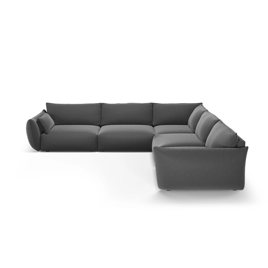 Matera 7-Sitzer Ecksofa, Symmetrisch, aus Samt in Dunkelgrau (Salvador 18), 286x286 cm von Cosmopolitan Design – Bild 3