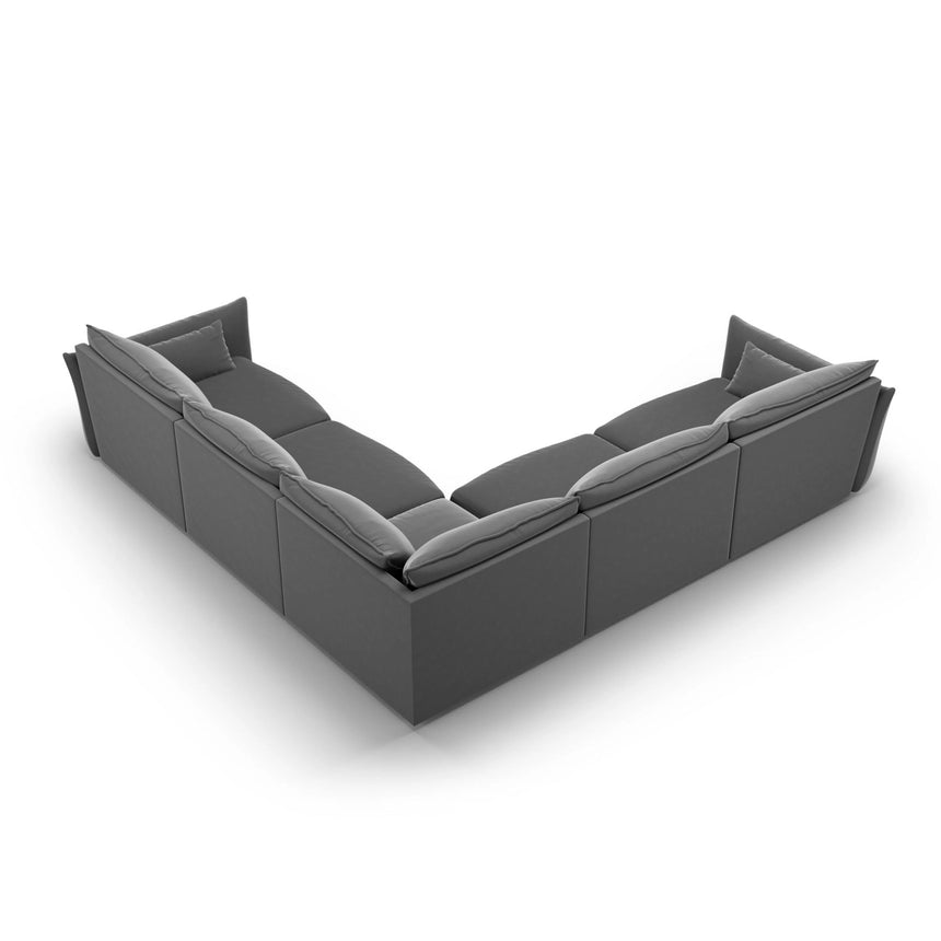 Matera 7-Sitzer Ecksofa, Symmetrisch, aus Samt in Dunkelgrau (Salvador 18), 286x286 cm von Cosmopolitan Design – Bild 4