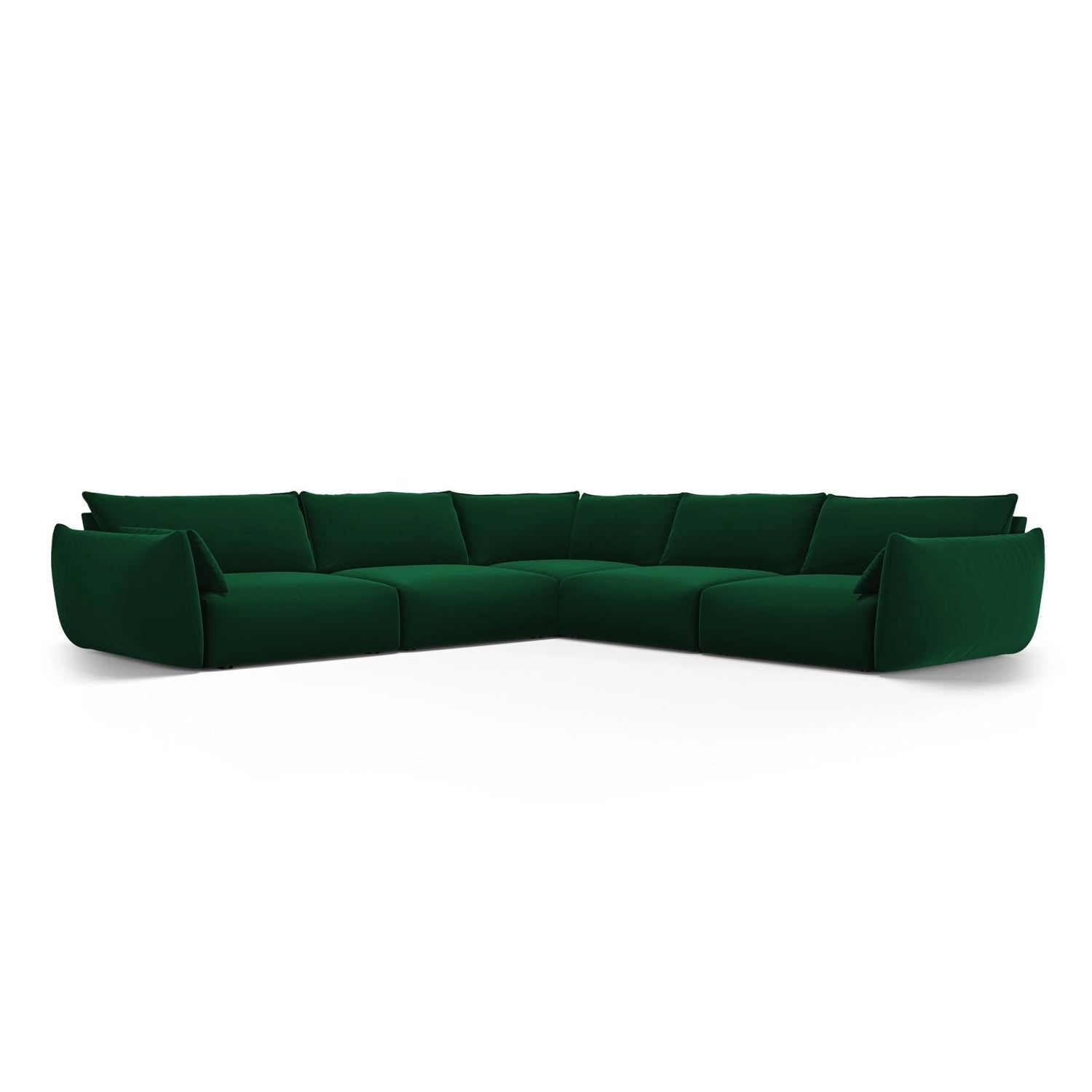 Matera 7-Sitzer Ecksofa, Symmetrisch, aus Samt in Flaschengrün (Salvador 7), 286x286 cm von Cosmopolitan Design – Bild 1