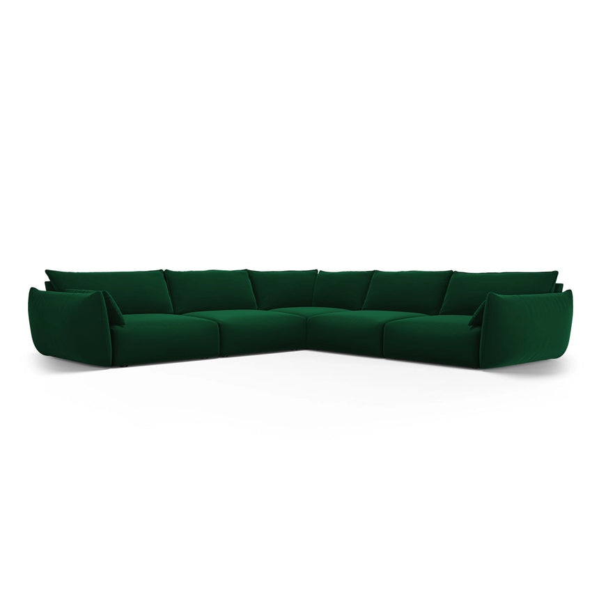 Matera 7-Sitzer Ecksofa, Symmetrisch, aus Samt in Flaschengrün (Salvador 7), 286x286 cm von Cosmopolitan Design – Bild 1