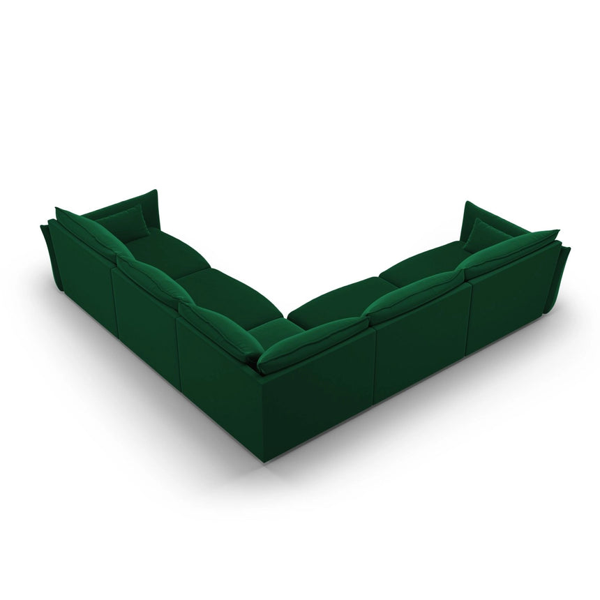 Matera 7-Sitzer Ecksofa, Symmetrisch, aus Samt in Flaschengrün (Salvador 7), 286x286 cm von Cosmopolitan Design – Bild 4