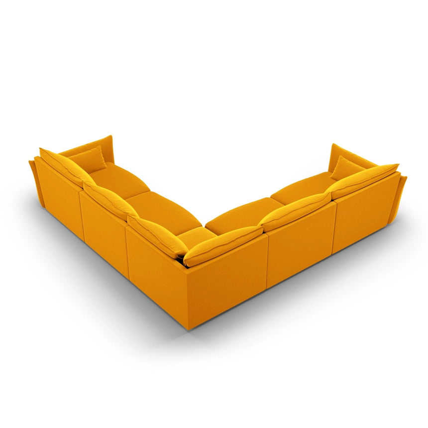 Matera 7-Sitzer Ecksofa, Symmetrisch, aus Samt in Gelb (Salvador 10), 286x286 cm von Cosmopolitan Design – Bild 4