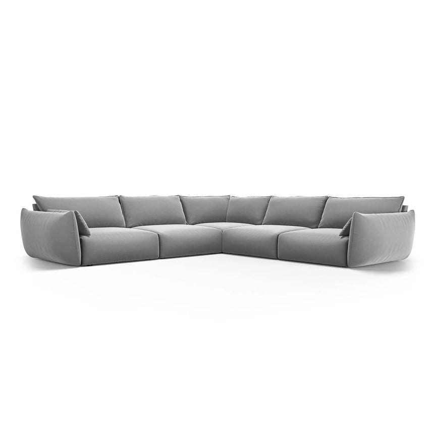 Matera 7-Sitzer Ecksofa, Symmetrisch, aus Samt in Grau (Salvador 17), 286x286 cm von Cosmopolitan Design – Bild 1
