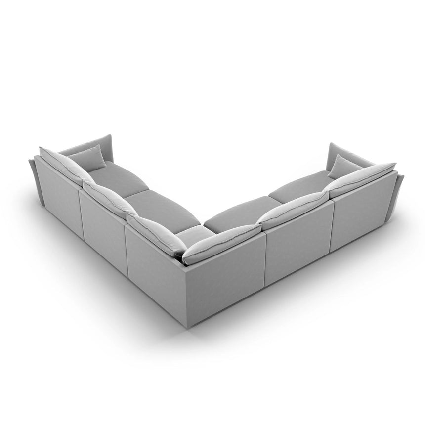 Matera 7-Sitzer Ecksofa, Symmetrisch, aus Samt in Grau (Salvador 17), 286x286 cm von Cosmopolitan Design – Bild 4