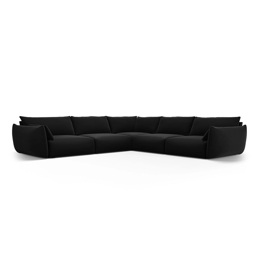 Matera 7-Sitzer Ecksofa, Symmetrisch, aus Samt in Schwarz (Salvador 19), 286x286 cm von Cosmopolitan Design – Bild 1