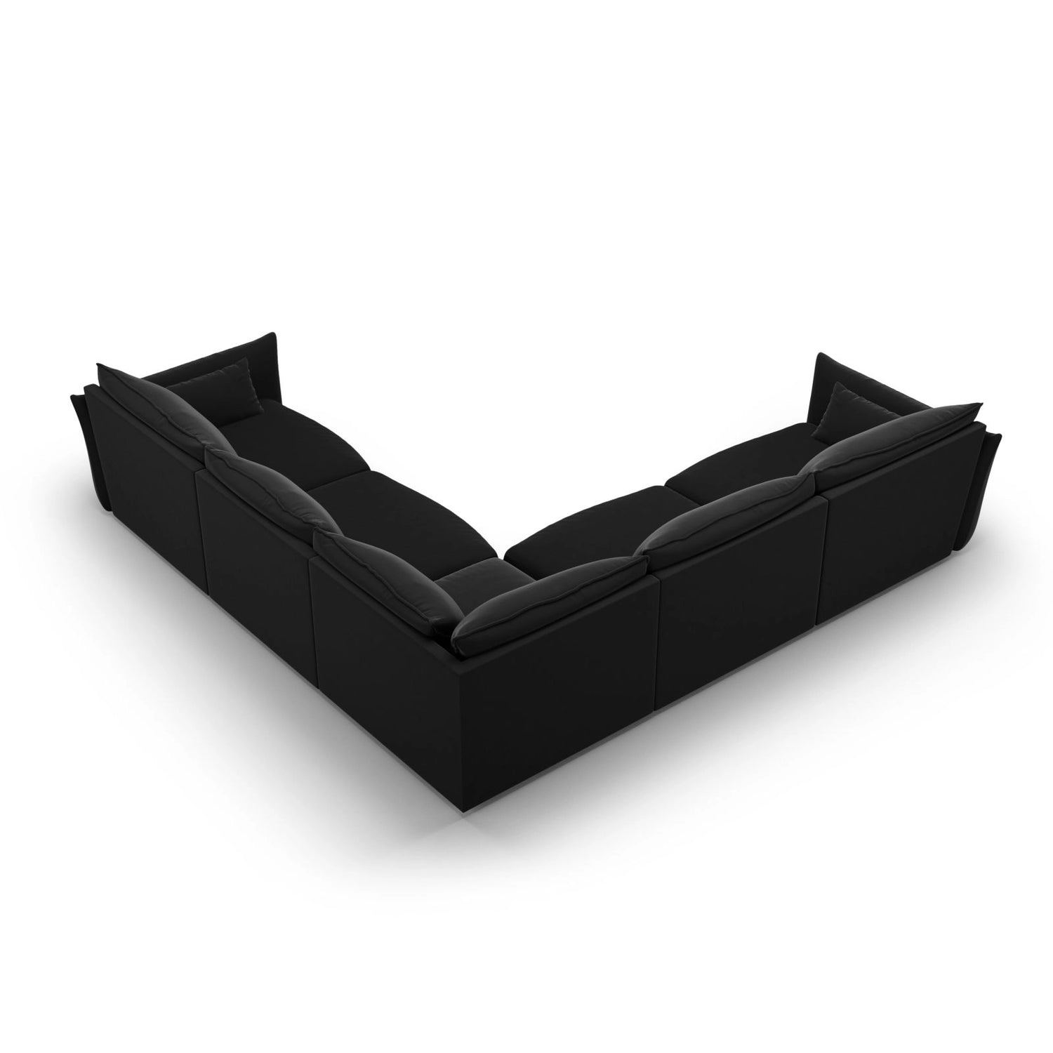 Matera 7-Sitzer Ecksofa, Symmetrisch, aus Samt in Schwarz (Salvador 19), 286x286 cm von Cosmopolitan Design – Bild 4