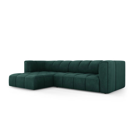 Moritz 3-Sitzer Ecksofa, Linke Seite, aus Chenille in Flaschengrün (Rebel 16), 256x160x70 cm von Cosmopolitan Design – Bild 2