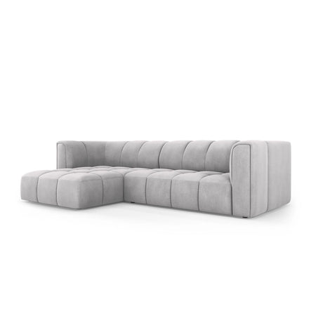 Moritz 3-Sitzer Ecksofa, Linke Seite, aus Chenille in Hellgrau (Rebel 5), 256x160x70 cm von Cosmopolitan Design – Bild 2