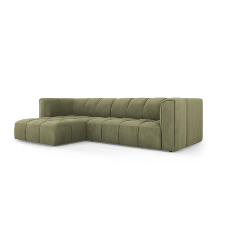 Moritz 3-Sitzer Ecksofa, Linke Seite, aus Chenille in Hellgrün (Rebel 18), 256x160x70 cm von Cosmopolitan Design – Bild 2