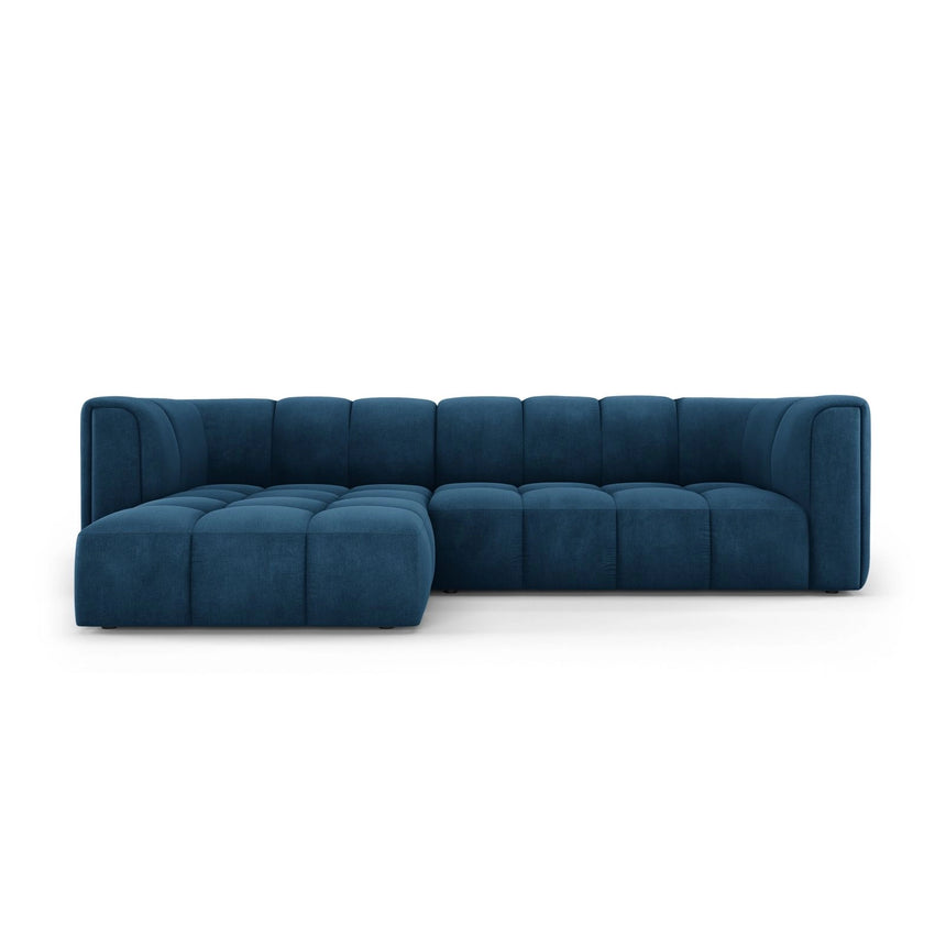 Moritz 3-Sitzer Ecksofa, Linke Seite, aus Chenille in Königsblau (Rebel 12), 256x160x70 cm von Cosmopolitan Design – Bild 1