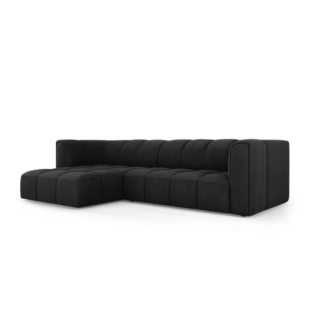 Moritz 3-Sitzer Ecksofa, Linke Seite, aus Chenille in Schwarz (Rebel 1), 256x160x70 cm von Cosmopolitan Design – Bild 2