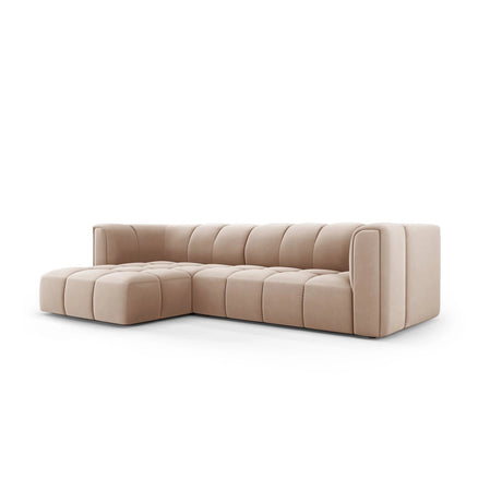 Moritz 3-Sitzer Ecksofa, Linke Seite, aus Samt in Beige (Bluvel 28), 256x160x70 cm von Cosmopolitan Design – Bild 2