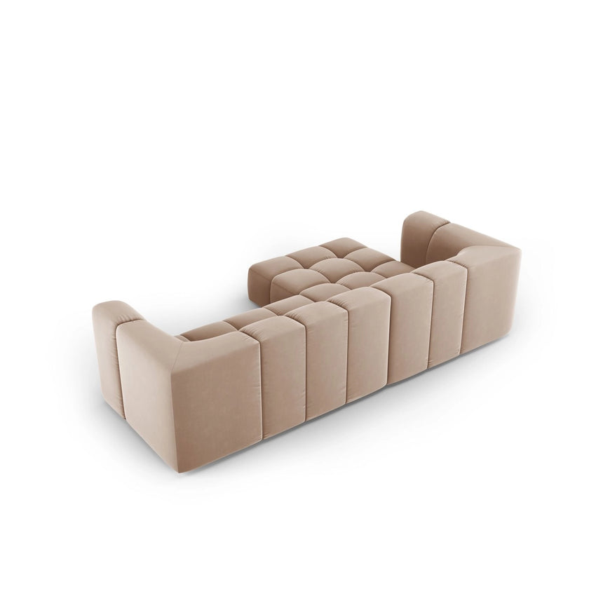 Moritz 3-Sitzer Ecksofa, Linke Seite, aus Samt in Beige (Bluvel 28), 256x160x70 cm von Cosmopolitan Design – Bild 3