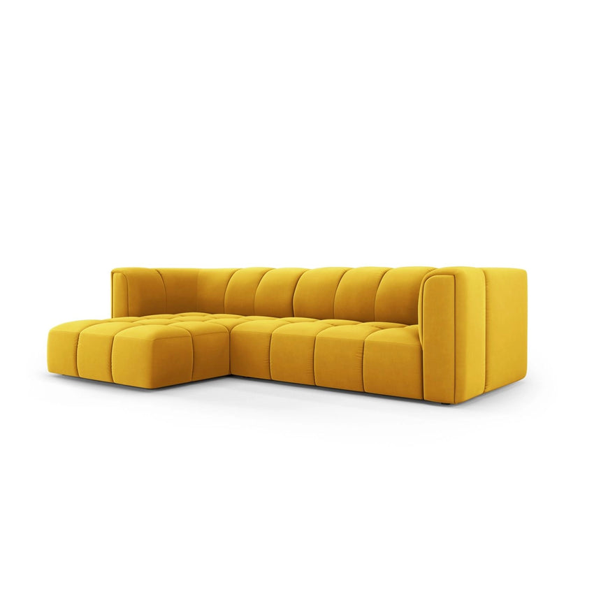 Moritz 3-Sitzer Ecksofa, Linke Seite, aus Samt in Gelb (Bluvel 68), 256x160x70 cm von Cosmopolitan Design – Bild 2