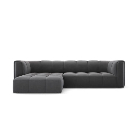 Moritz 3-Sitzer Ecksofa, Linke Seite, aus Samt in Grau (Bluvel 14), 256x160x70 cm von Cosmopolitan Design – Bild 1