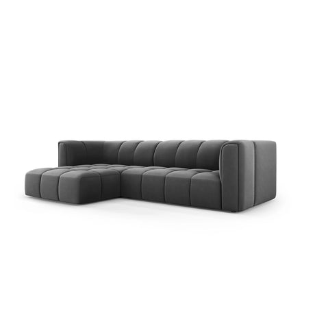 Moritz 3-Sitzer Ecksofa, Linke Seite, aus Samt in Grau (Bluvel 14), 256x160x70 cm von Cosmopolitan Design – Bild 2