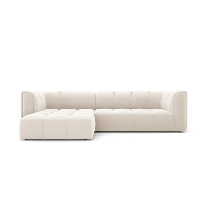 Moritz 3-Sitzer Ecksofa, Linke Seite, aus Samt in Hellbeige (Bluvel 22), 256x160x70 cm von Cosmopolitan Design – Bild 1