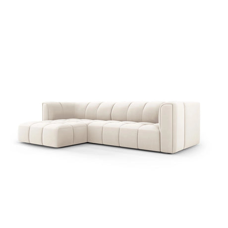 Moritz 3-Sitzer Ecksofa, Linke Seite, aus Samt in Hellbeige (Bluvel 22), 256x160x70 cm von Cosmopolitan Design – Bild 2