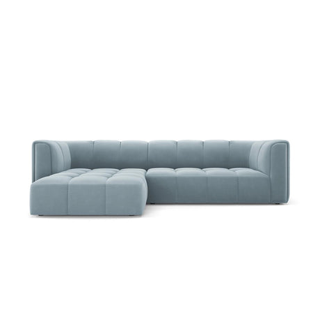 Moritz 3-Sitzer Ecksofa, Linke Seite, aus Samt in Hellblau (Bluvel 06), 256x160x70 cm von Cosmopolitan Design – Bild 1
