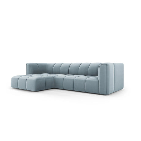 Moritz 3-Sitzer Ecksofa, Linke Seite, aus Samt in Hellblau (Bluvel 06), 256x160x70 cm von Cosmopolitan Design – Bild 2