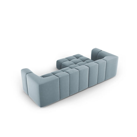 Moritz 3-Sitzer Ecksofa, Linke Seite, aus Samt in Hellblau (Bluvel 06), 256x160x70 cm von Cosmopolitan Design – Bild 3