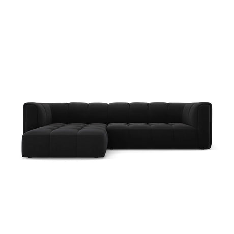 Moritz 3-Sitzer Ecksofa, Linke Seite, aus Samt in Schwarz (Bluvel 19), 256x160x70 cm von Cosmopolitan Design – Bild 1