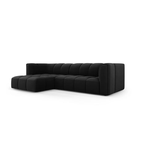 Moritz 3-Sitzer Ecksofa, Linke Seite, aus Samt in Schwarz (Bluvel 19), 256x160x70 cm von Cosmopolitan Design – Bild 2