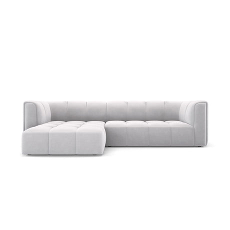 Moritz 3-Sitzer Ecksofa, Linke Seite, aus Samt in Silber (Bluvel 03), 256x160x70 cm von Cosmopolitan Design – Bild 1