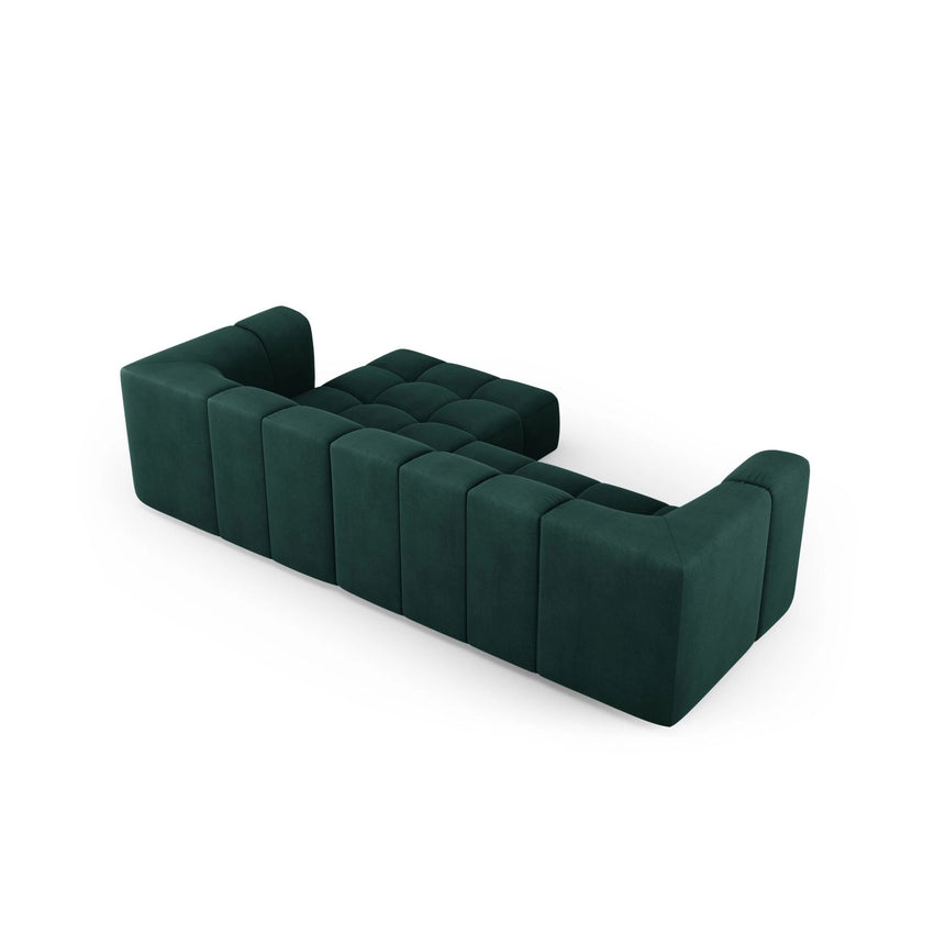 Moritz 3-Sitzer Ecksofa, Rechte Seite, aus Chenille in Flaschengrün (Rebel 16), 256x160x70 cm von Cosmopolitan Design – Bild 3
