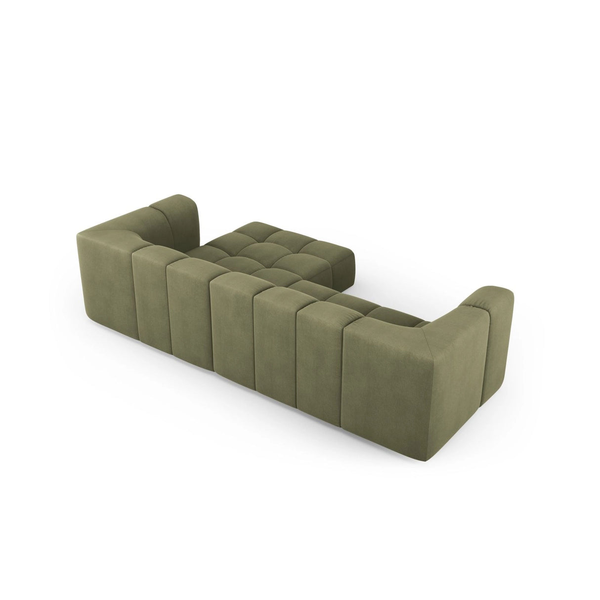 Moritz 3-Sitzer Ecksofa, Rechte Seite, aus Chenille in Hellgrün (Rebel 18), 256x160x70 cm von Cosmopolitan Design – Bild 3