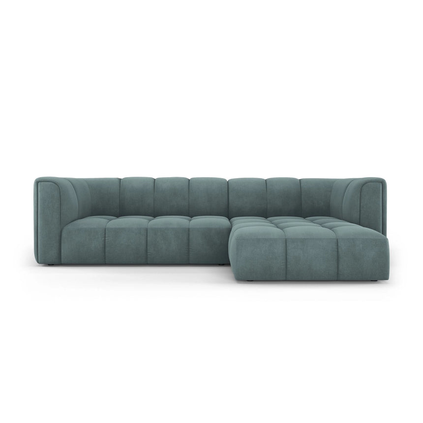 Moritz 3-Sitzer Ecksofa, Rechte Seite, aus Chenille in Seegrün (Rebel 13), 256x160x70 cm von Cosmopolitan Design – Bild 1