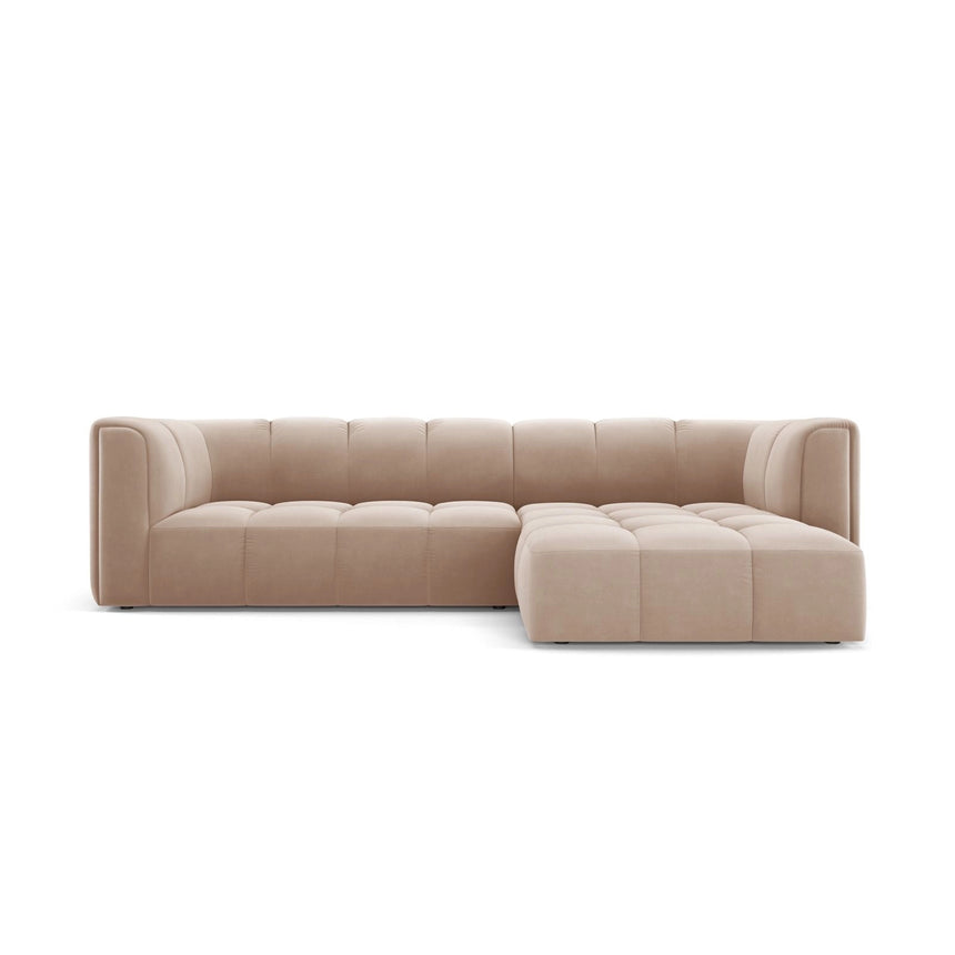 Moritz 3-Sitzer Ecksofa, Rechte Seite, aus Samt in Beige (Bluvel 28), 256x160x70 cm von Cosmopolitan Design – Bild 1