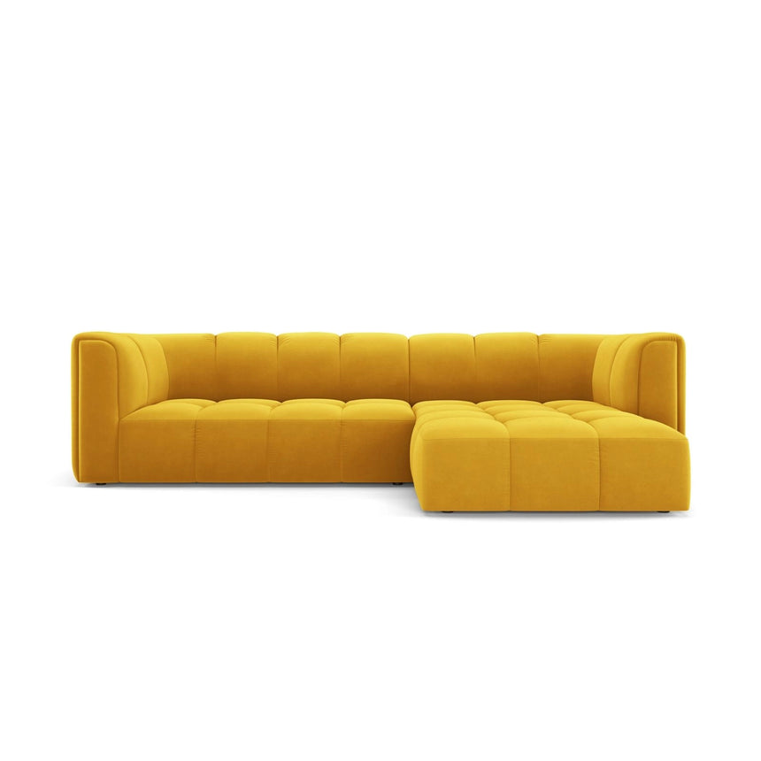 Moritz 3-Sitzer Ecksofa, Rechte Seite, aus Samt in Gelb (Bluvel 68), 256x160x70 cm von Cosmopolitan Design – Bild 1