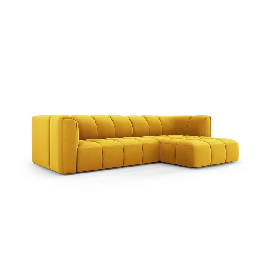 Moritz 3-Sitzer Ecksofa, Rechte Seite, aus Samt in Gelb (Bluvel 68), 256x160x70 cm von Cosmopolitan Design – Bild 2