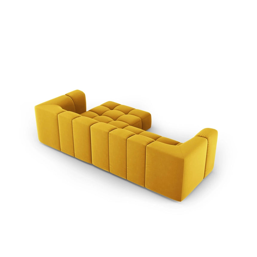 Moritz 3-Sitzer Ecksofa, Rechte Seite, aus Samt in Gelb (Bluvel 68), 256x160x70 cm von Cosmopolitan Design – Bild 3
