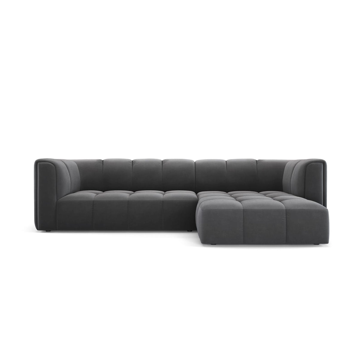 Moritz 3-Sitzer Ecksofa, Rechte Seite, aus Samt in Grau (Bluvel 14), 256x160x70 cm von Cosmopolitan Design – Bild 1