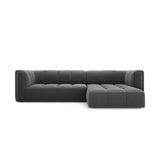 Moritz 3-Sitzer Ecksofa, Rechte Seite, aus Samt in Grau (Bluvel 14), 256x160x70 cm von Cosmopolitan Design – Bild 1