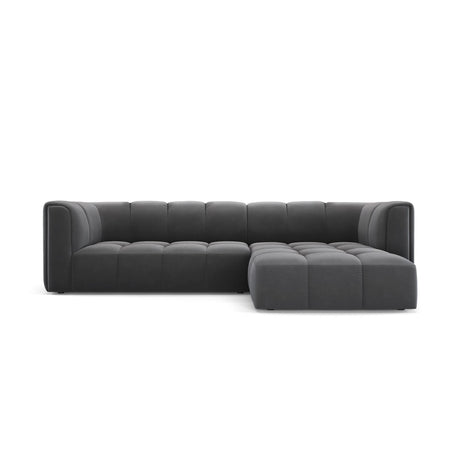 Moritz 3-Sitzer Ecksofa, Rechte Seite, aus Samt in Grau (Bluvel 14), 256x160x70 cm von Cosmopolitan Design – Bild 1