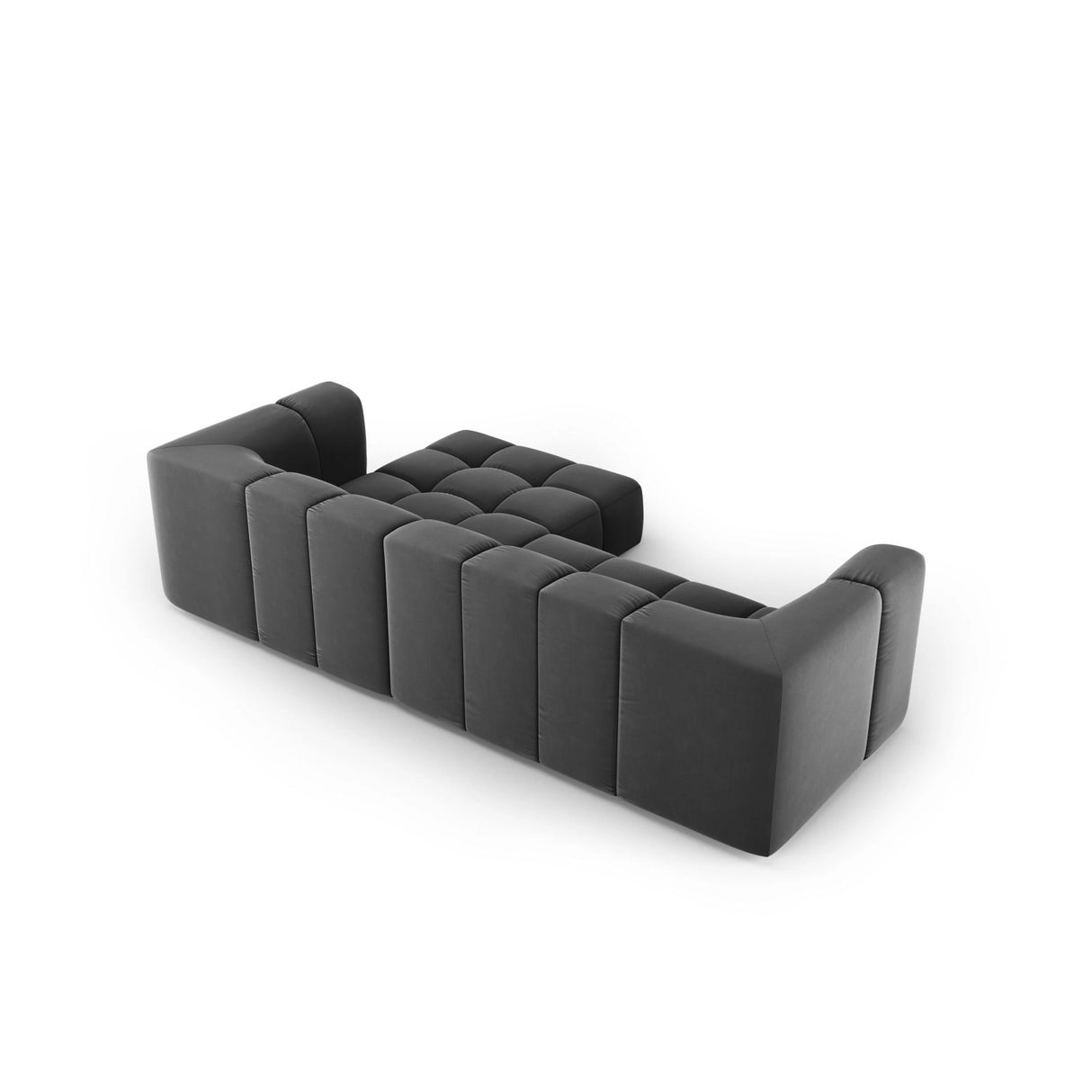 Moritz 3-Sitzer Ecksofa, Rechte Seite, aus Samt in Grau (Bluvel 14), 256x160x70 cm von Cosmopolitan Design – Bild 3