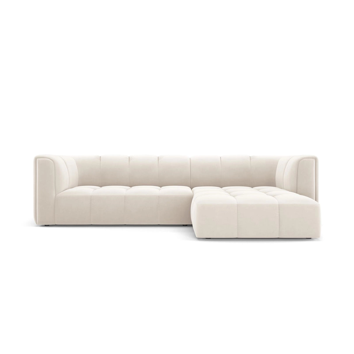 Moritz 3-Sitzer Ecksofa, Rechte Seite, aus Samt in Hellbeige (Bluvel 22), 256x160x70 cm von Cosmopolitan Design – Bild 1