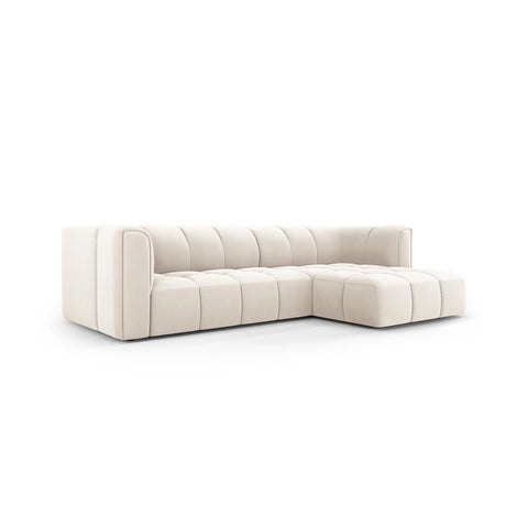 Moritz 3-Sitzer Ecksofa, Rechte Seite, aus Samt in Hellbeige (Bluvel 22), 256x160x70 cm von Cosmopolitan Design – Bild 2
