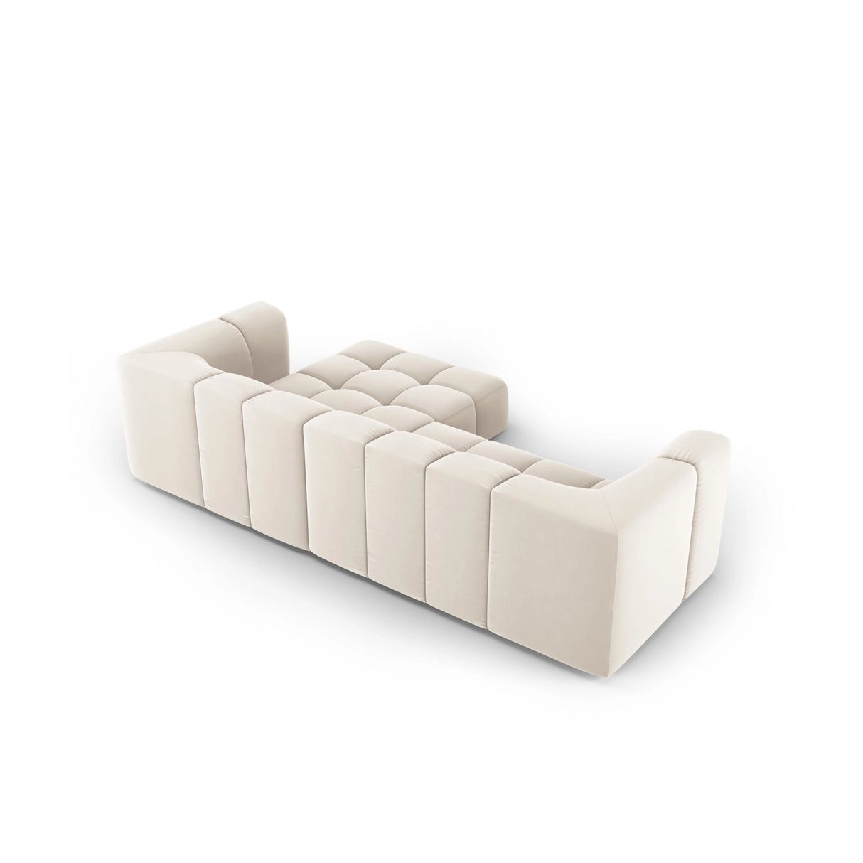 Moritz 3-Sitzer Ecksofa, Rechte Seite, aus Samt in Hellbeige (Bluvel 22), 256x160x70 cm von Cosmopolitan Design – Bild 3