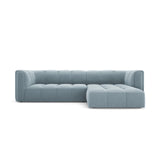 Moritz 3-Sitzer Ecksofa, Rechte Seite, aus Samt in Hellblau (Bluvel 06), 256x160x70 cm von Cosmopolitan Design – Bild 1