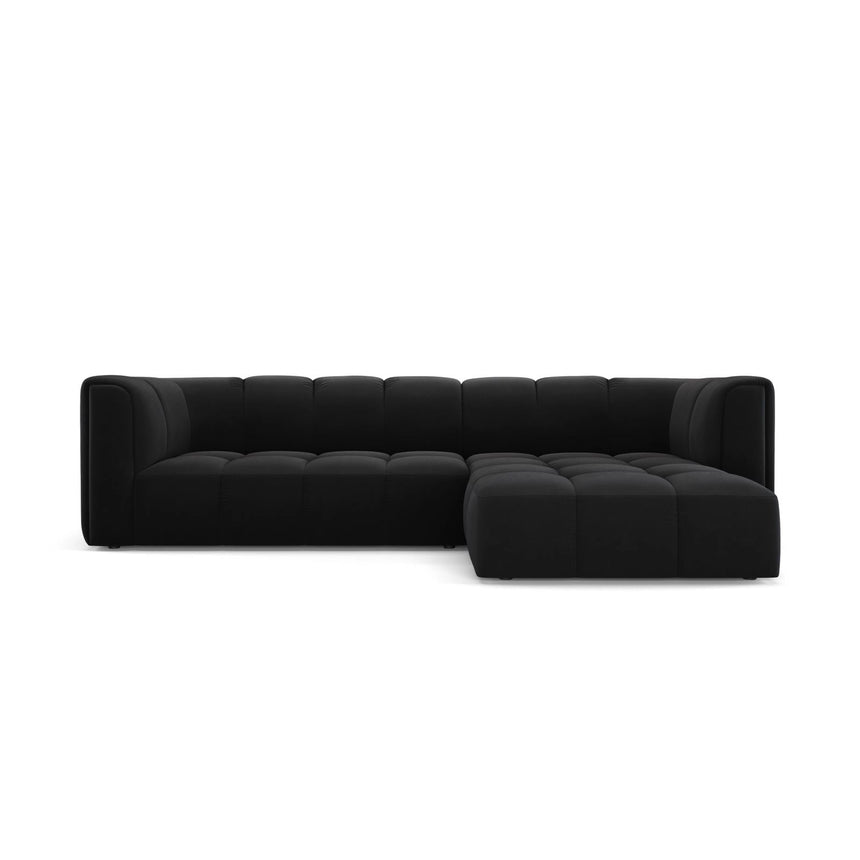 Moritz 3-Sitzer Ecksofa, Rechte Seite, aus Samt in Schwarz (Bluvel 19), 256x160x70 cm von Cosmopolitan Design – Bild 1