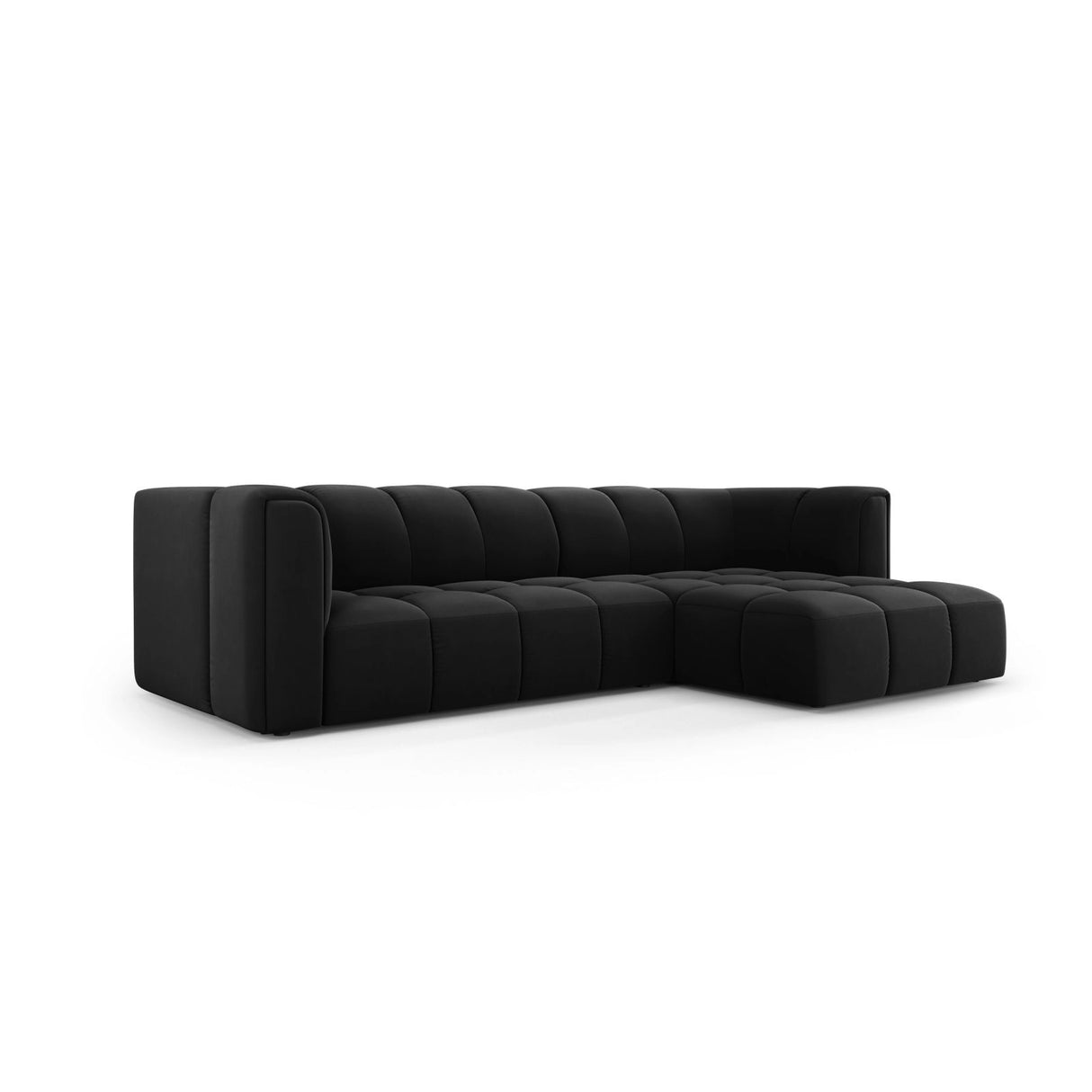 Moritz 3-Sitzer Ecksofa, Rechte Seite, aus Samt in Schwarz (Bluvel 19), 256x160x70 cm von Cosmopolitan Design – Bild 2