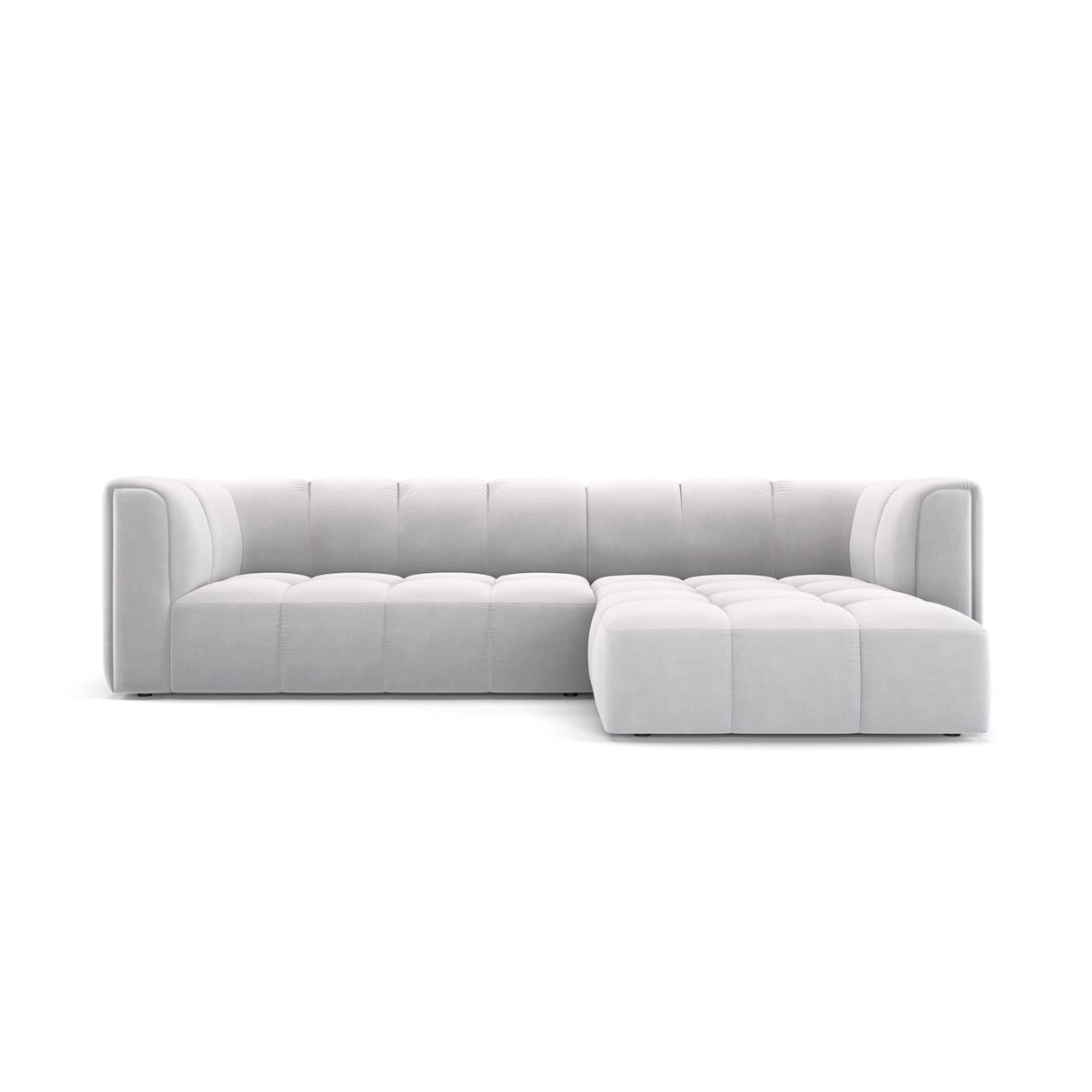 Moritz 3-Sitzer Ecksofa, Rechte Seite, aus Samt in Silber (Bluvel 03), 256x160x70 cm von Cosmopolitan Design – Bild 1
