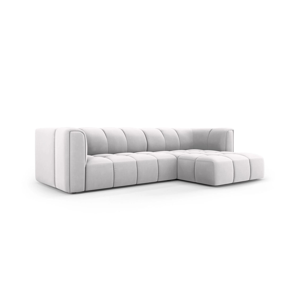 Moritz 3-Sitzer Ecksofa, Rechte Seite, aus Samt in Silber (Bluvel 03), 256x160x70 cm von Cosmopolitan Design – Bild 2