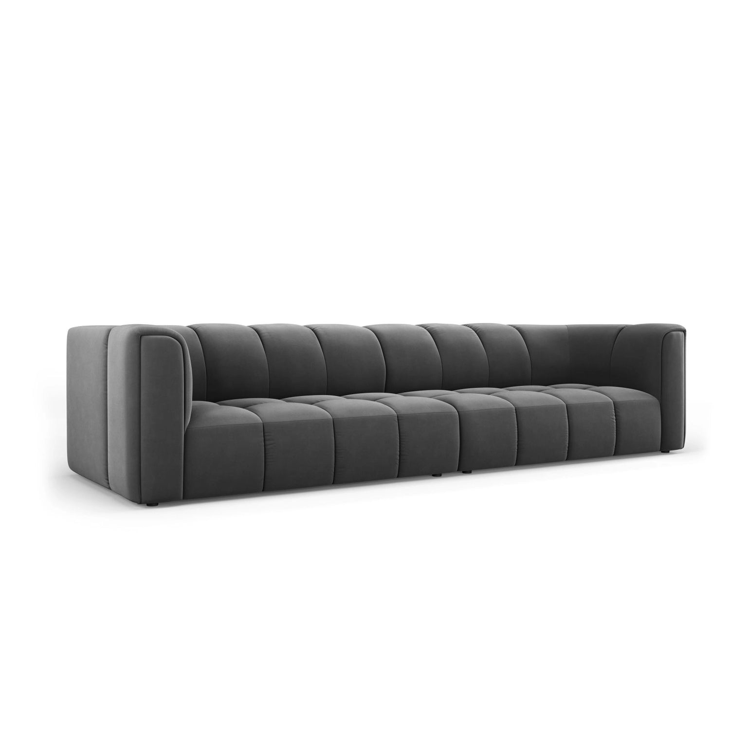 Moritz 4-Sitzer Sofa aus Samt in Grau (Bluvel 14), 286x96x70 cm von Cosmopolitan Design – Bild 2