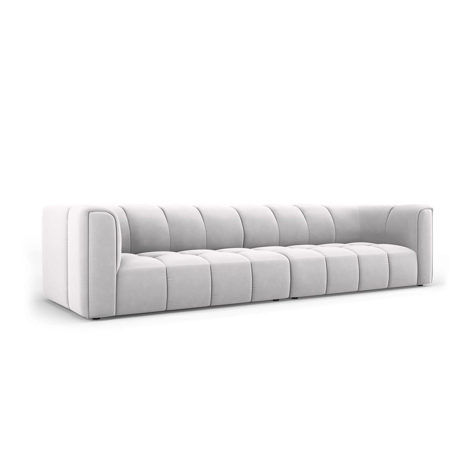 Moritz 4-Sitzer Sofa aus Samt in Silber (Bluvel 03), 286x96x70 cm von Cosmopolitan Design – Bild 2