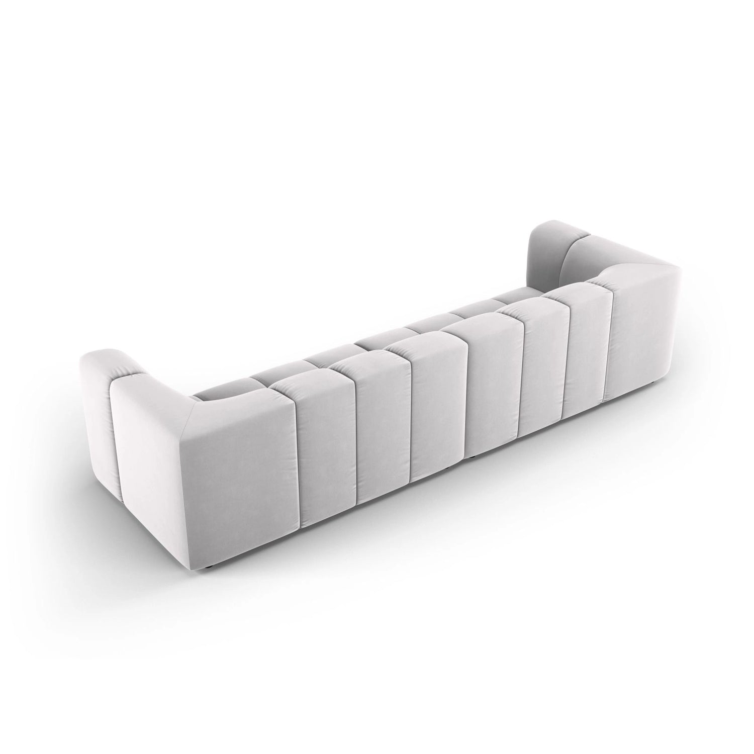 Moritz 4-Sitzer Sofa aus Samt in Silber (Bluvel 03), 286x96x70 cm von Cosmopolitan Design – Bild 3